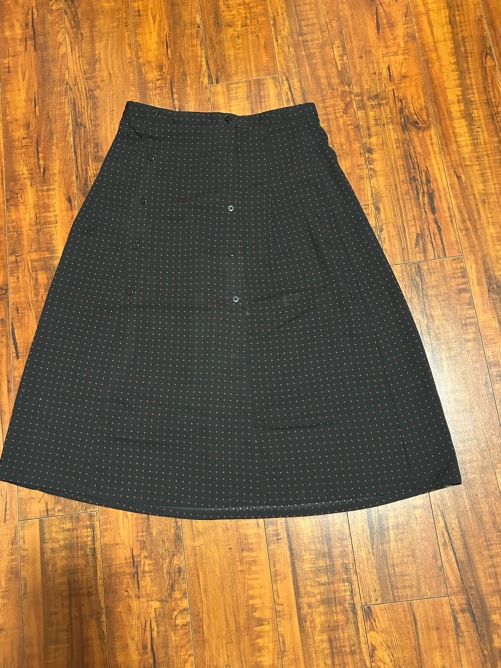 Forever 21 Black A-Line Button-Front Skirt with Tiny Dot Print